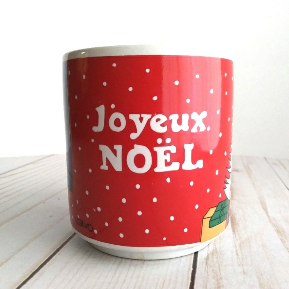 VINTAGE 1982 ELECTRO PLASTICS JOYEUX NOEL HOLIDAY MUG 10 OZ.